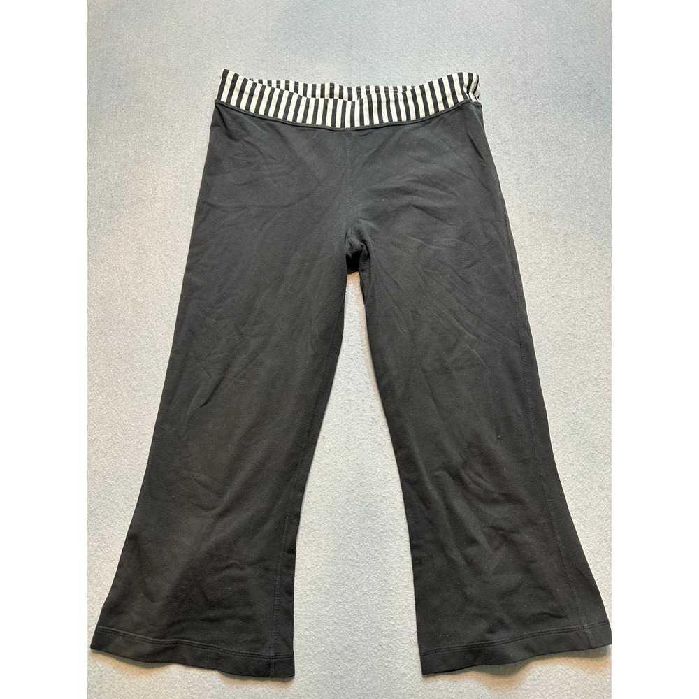 Lululemon Groove Crop Pants Black Striped Waistband Yoga Athleisure Size 6 - 97
